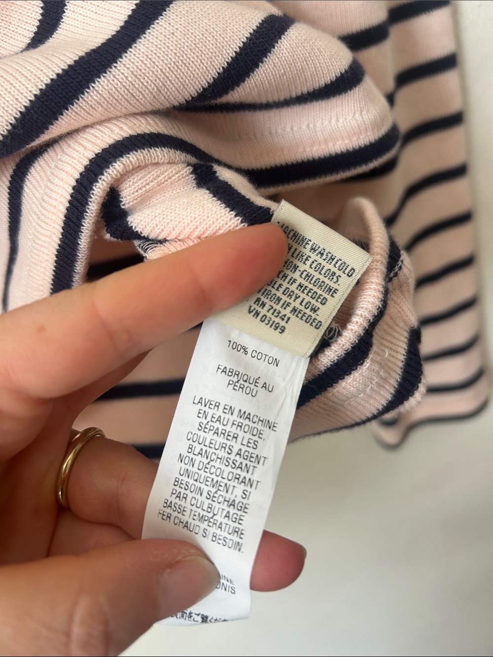 L.L. Bean Nautical Striped Cotton 1/4 Zip Mock Neck Long Sleeve Top Medium Cream - Picture 5 of 7